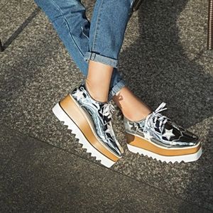 Star Pattern Platform Derby Shoes Size 39 / 7.5